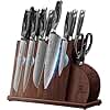 Piklohas Kitchen Knife Sets with Magnetic Block, 14 Pcs Chef Sharp Damascus Pattern High Carbon German Stainless Steel Knives Set with Sharpener, Full Tang Ergonomic Black Flowing Cloud Handle