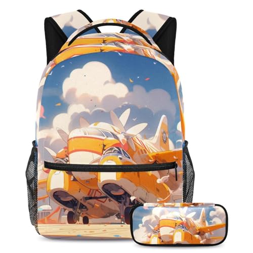 Sac à dos avion orange grande capacité pour l'école et les sorties