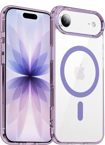 Image of VONZEE Translucent Clear Back Cover Compatible with (iPhone 17 Air Case)(2025), PC Shockproof Scratch Resistant, Non-Yellowing, Support Mag-Safe Wireless Magnetic Charging - Purple|6.6''