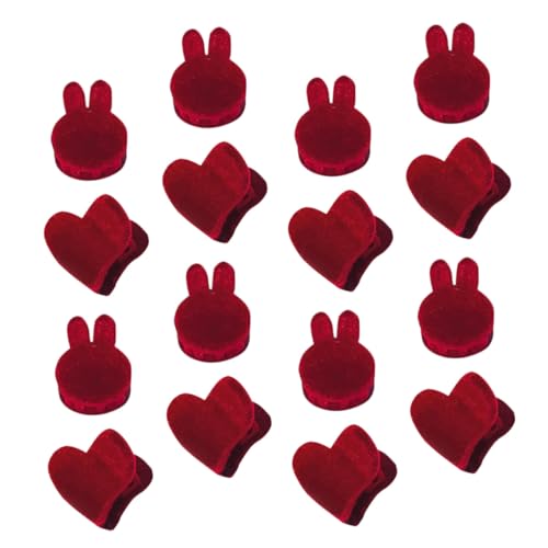 Pinces à cheveux rouges en tissu lot de 16 design cœur et lapin pour coiffure et maquillage quotidien