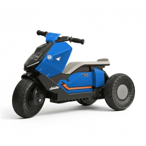 Image of StarAndDaisy Electric Ride-On Bike for Kids, Toddlers & Baby - 3 Wheel Rechargeable 6V EV Motorcycle with Music,LED Lights, USB, Foot Acceleration & Comfortable Seat - Blue