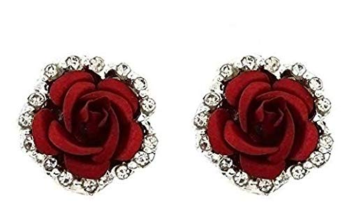 B_Mayshow - Pendientes de moda con accesorios de joyería de primera calidad, 1 par 1 Wine Red Rose