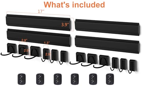 Dirza Bike Storage Rack 68 inch with Bike Tire Wall Protectors Wall Mount Garage Bike Hanger for 6 Bikes Adjustable Bike Hooks for Home indoor Holds Up to 500lbs(6 bike hooks + 6 bike accessory hooks)