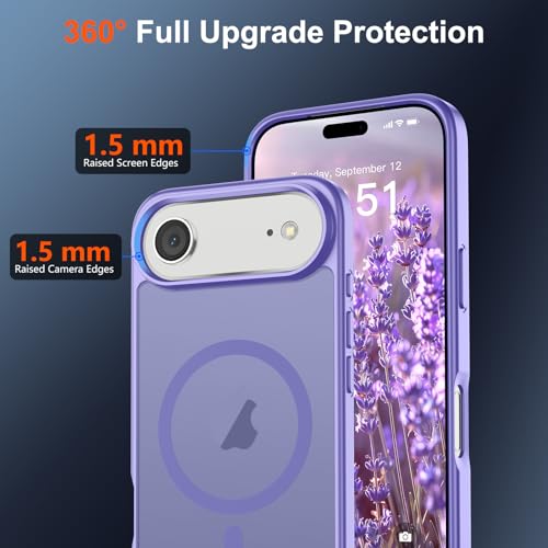 Image of SUPFINE Magnetic for iPhone Air Case (Compatible with MagSafe)(Military Grade Drop Protection) Slim Translucent Matte Shockproof with Anti-Fingerprint Phone Cover for 17 Air,Purple