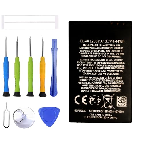ERYNK BL-4U Rechargeable Battery Compatible with Nokia E75 66212C 5730 5530 5330 6600I 8800CA 8800GA E66 C5-03 with Tools