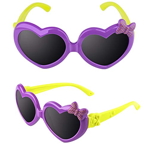 CGID Soft Rubber Kids Cute Heart Polarized Sunglasses UV400 for Children Age 3-10, K783