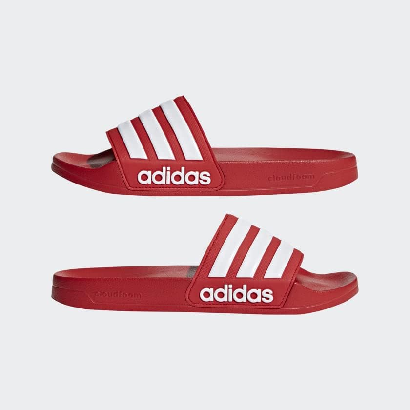 adidas Men's Adilette Shower Slides 7 Scarlet/Core White/Scarlet