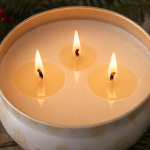 Image of Grapefruit & Honey Scented Multi-Wick Tin Candle | Reusable Printed Tin Container - 5 x 2 inch | 16 Hour Burn Time | Lead-Free Wicks | Home Decor & Gifting