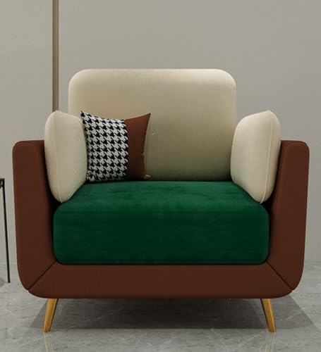 Image of Sixpine Luxury Dual Color Upholstery Sofa in Premium Velvet | Solid Wood Structure | Sturdy Golden Legs | High Density Foam | Extra Comfort for Modern Living Room (Green & Beige, 1 Seater)