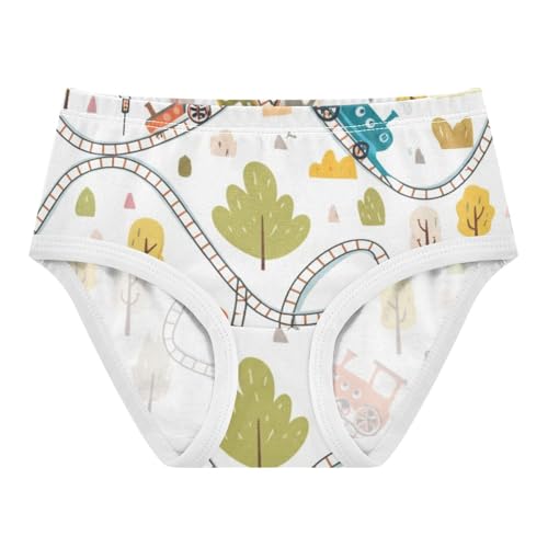 Cartoon Girls Underwear Toddlers 2t Cotton Cute Panties Girl Cute Cartoon Trains Tracks Beige Underpants Briefs