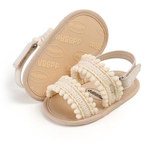 Image of Ohwawadi Baby Boys Girls Sandals Soft Sole Summer Infant Wedding Dress Flat Shoes Beach Sandal Newborn Crib Shoes First Walkers