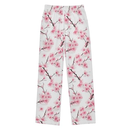 Cherry Blossoms Branch Long Pajama Pants Elastic Waist PJ Bottoms with Pockets S A1103632