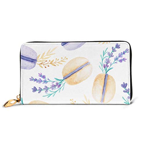 Preisvergleich Produktbild JHGFG Mode Handtasche Reißverschluss Brieftasche Muster Lavendel Blumen Macarons Telefon Kupplung Geldbörse Abendkupplung Blockieren Leder Brieftasche Multi Card Organizer