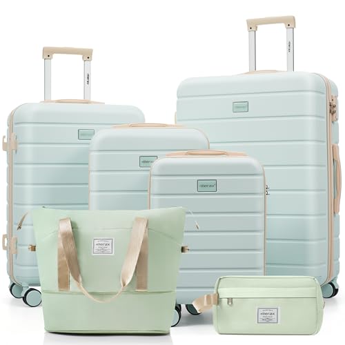 Image of Hardshell Luggage Sets, Lightweight Suitcases with Spinner Wheels, Green