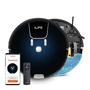 ILIFE A80 Pro Robotic Vacuum Cleaner, Powerful Suction, Customized Schedule Cleaning, Ideal for Hard Floor, Low Pile Carpet, Vacuum and Mop (Gradient Blue)