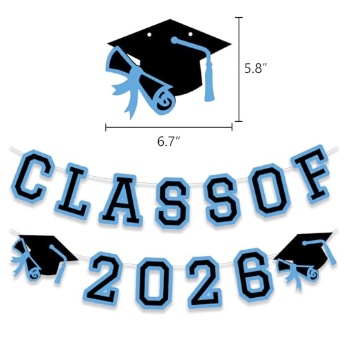 Image of Class of 2026 Graduation Banner University College Grad Garlands Decoration Party Supplies High School Colors Light Blue
