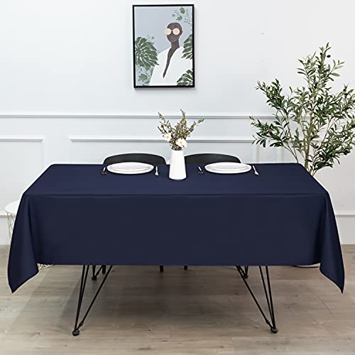 Image of sancua Rectangle Tablecloth - 70 x 108 Inch - Stain and Wrinkle Resistant Washable Polyester Table Cloth, Decorative Fabric Table Cover for Dining Tables, Buffet Parties and Camping, Navy