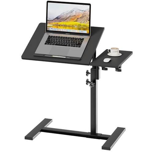 Mesa móvil ajustable en altura en forma de C negra miniatura 1