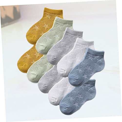GALPADA 5pcs Boys and Girls Breathable Star Pattern Ankle Socks Thin Solid Boat Socks for Spring Comfortable Fits Ages Years3