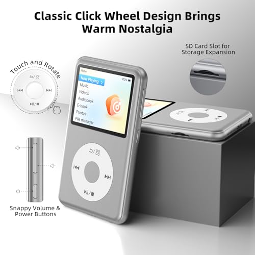 Image of Innioasis 64GB Mp3 Player with Bluetooth, Lossless DSD DAC FLAC Support, Y2 Classic Dedicated Music Player with Playlists, Nostalgia Design, Supports up to 2TB Silver