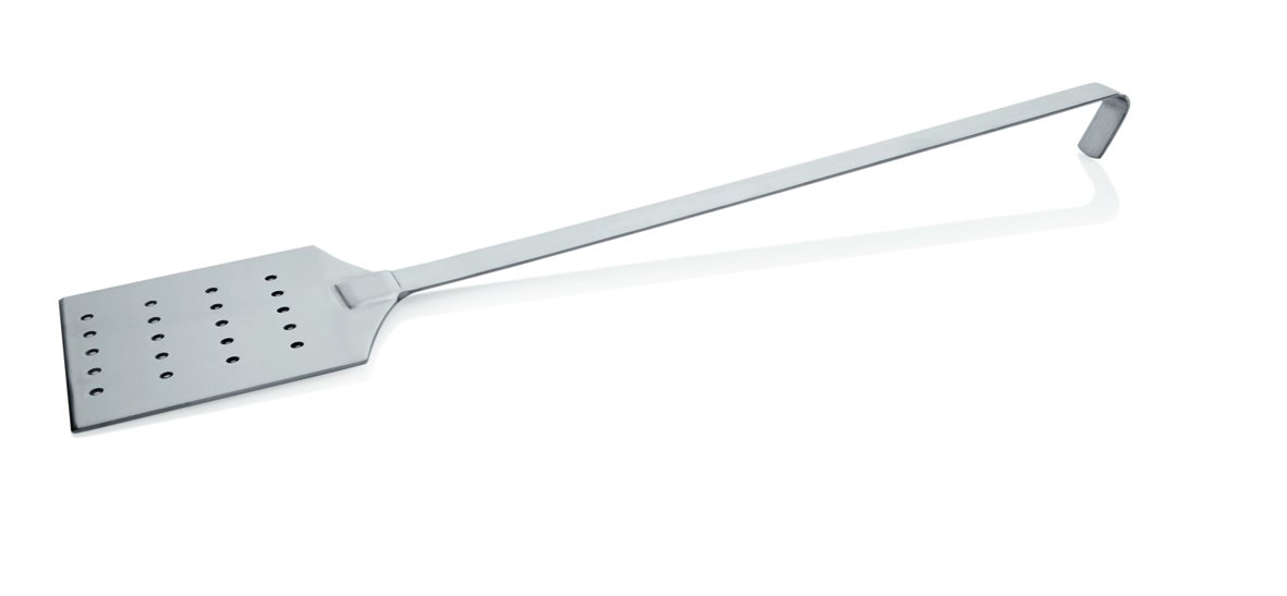 Perforierter Reduierspatel, SERIE 2083, aus Chromnickelstahl - mit fugenlosem Hakenstiel aus einem Stück, SCHWERE AUSFÜHRUNG, in zwei Größen / A1 - Länge Stiel: 50 cm, Abmessung Spatel: 16 x 14 cm / A2 - Länge Stiel: 100 cm, Abmessung Spatel: 16 x 14 cm (