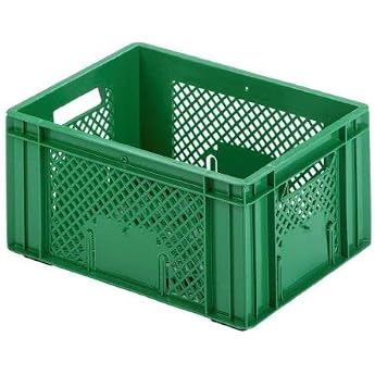 GREEN24 Vegetable Crate Fruit Crate Plastic Basket 400 x 300 x 193 mm - for Storage/Drying Fruit Vegetables Nuts Made of Food-Grade HDPE - Colour Green