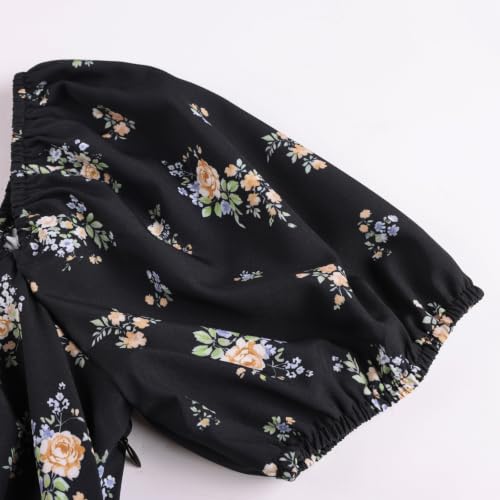Image of Scarlet Darkness Women's Floral Corset Dress with Split 2026 Summer Spring Square Neck Midi Milkmaid Dresses
