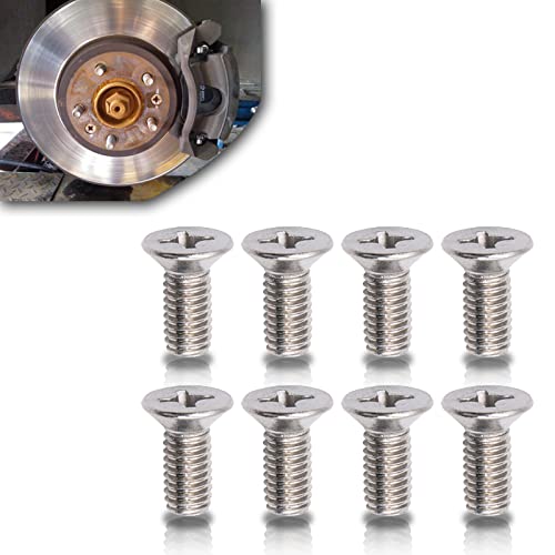 Dewkou 8 PCS Braking Disc Rotor Screws Kit, Stainless Front Rear Braking Set Bolts, Suitable for Honda Acura Hyundai and Kia Models Best Alternative to Mazda (Silver)