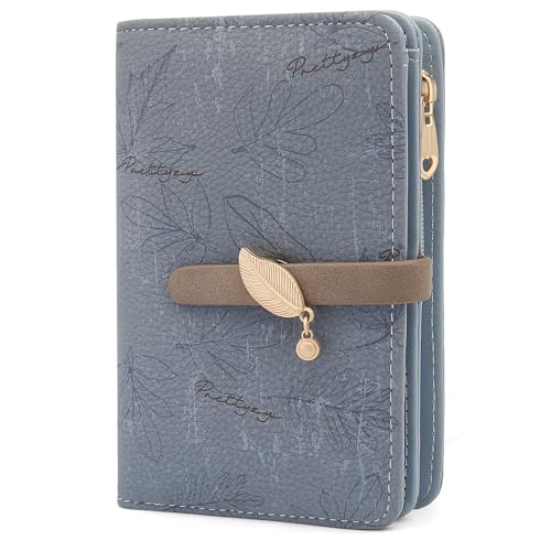 YERUUE Carteras de Mujer Cuero PU Monedero Mujer Pequeño Gran Capacidad Billeteras para Mujers con Cremallera Bolsillo Monederos y 10 Ranuras para Tarjetas (Azul)