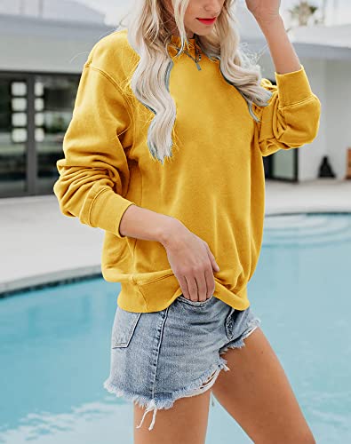 Women's Fall Long Sleeve Pullover Tops Casual Round Neck Sweatshirt3