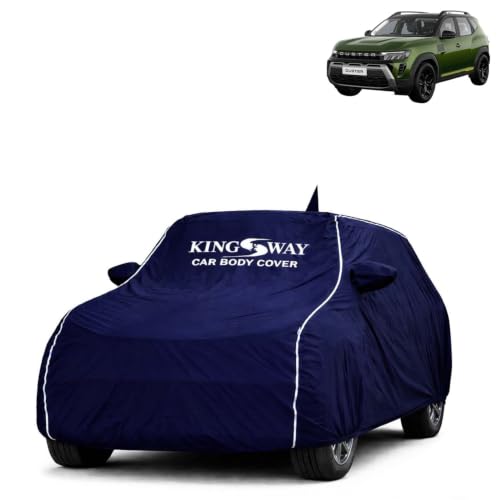 Image of KINGSWAY Super Waterproof Car Cover Only with Duster (Year 2026 Onwards - All Model) | Mirror and Antenna Pockets | All Weather Car Body Cover with Silver Piping | Blue