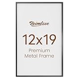 Heimlove 12x19 Metal Picture Frame,Black Aluminum Photo Frames-Real Tempered Glass,Wall Gallery Poster Puzzles Artwork frame Mounting Horizontally or Vertically Decor for Wall-1Pack