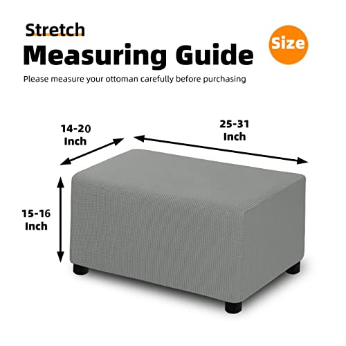 Danabest Super Stretch Jacquard Ottoman Covers Slipcover Rectangle Stool Furniture Protector For Pets,Kids(Light Gray,Small Ottoman) #TOP5