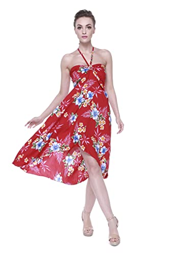 Image of Matchable Family Hawaiian Luau Men Women Girl Boy Clothes in Hibiscus Red