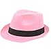EPOCH Unisex Basic Cool Lightweight Summer Derby Fedora Trilby Adjustable Hat (LT Pink)