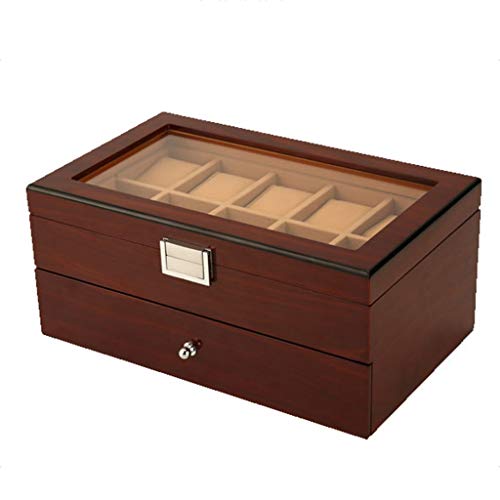 Caja de reloj de madera de colección doméstica Caja de almacenamiento de reloj de hombres y mujeres caja de colección de joyas caja de reloj de doble capa 20 posición de mesa claraboya caja de reloj Cover