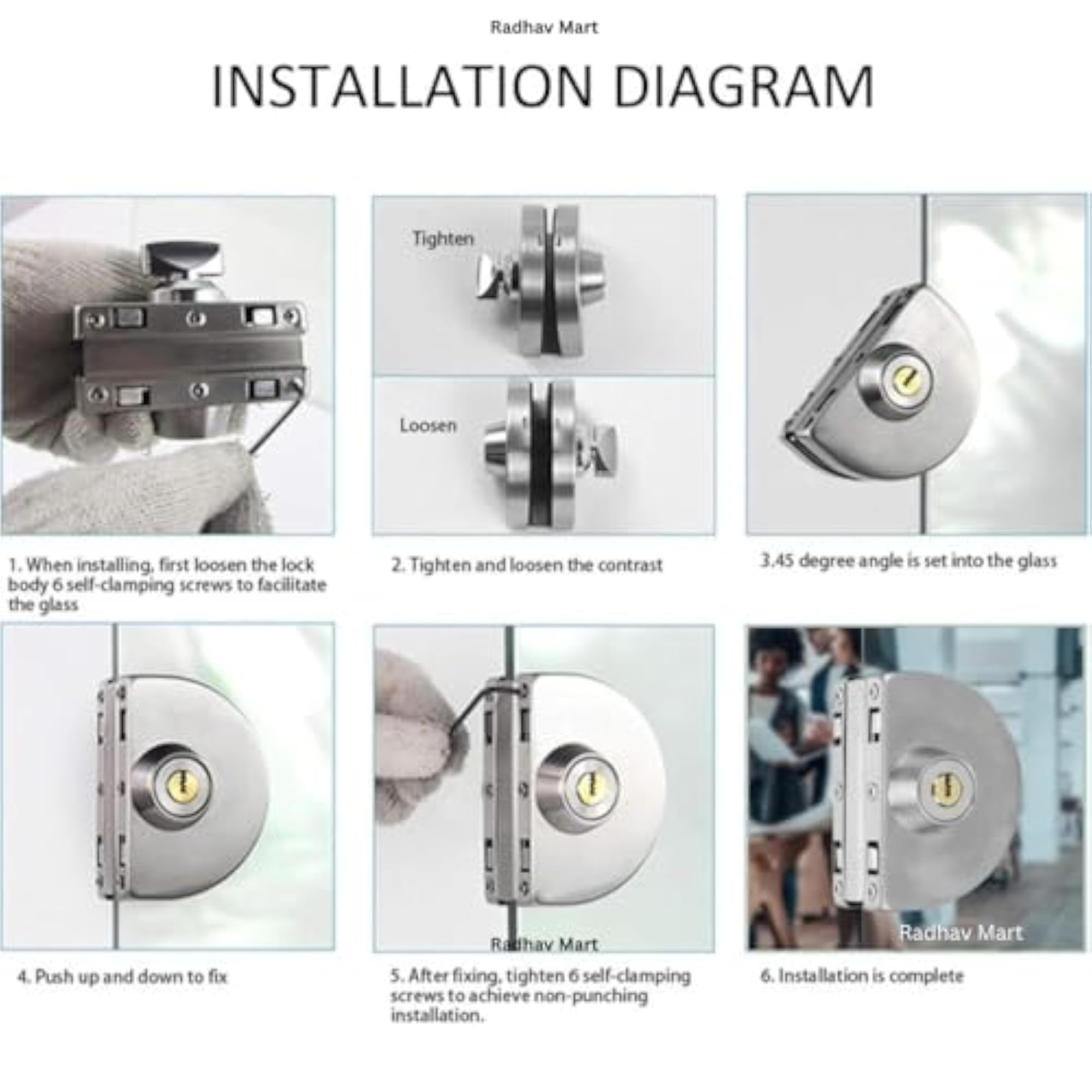 Heavy Duty 304 Stainless Steel Glass Door Lock
