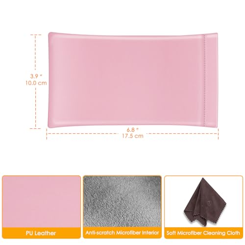 Image of FINTIE Soft Eyeglasses Case with Cleaning Cloth, Portable Squeeze Top Vegan Leather Glasses Pouch, Sunglasses Eyewear Bag