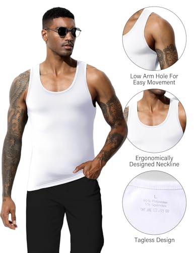 Arjen Kroos Men's Workout Tank Top 4 Pack Muscle Sleeveless Gym Shirts Activewear Slimming Vest Undershirts4