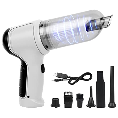 HIULLEN Tragbarer Handstaubsauger, Kabelloser Mini-Autostaubsauger, Hand Stark Mini Staubsauger Auto Kabellos mit 4 düsen und USB-ladekabel für Haushalt, Auto und Reinigung(grau) Cover