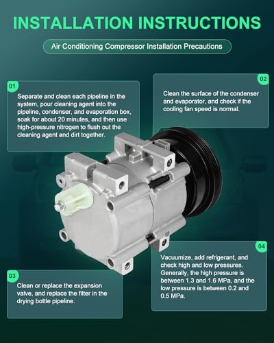 Image of SCITOO AC Compressor fit for Mercury Villager 3.0L 1993-1998 | Fast Cooling, Ultra Low Noise (≤72 dB)Air Conditioner Compressor with Clutch, Easy Installation, 154784 667877 58139 6511451