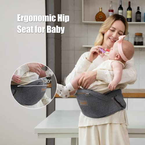 Babytrage, 6-in-1 Babytrage für Neugeborene ab Geburt, Babys & Kleinkinder(3-22kg), Hüftsitz Baby, Ergonomische Baby Trage mit 6 Tragepositionen für Säuglinge und Kleinkinder(Dunkelgrau) – Bild 3
