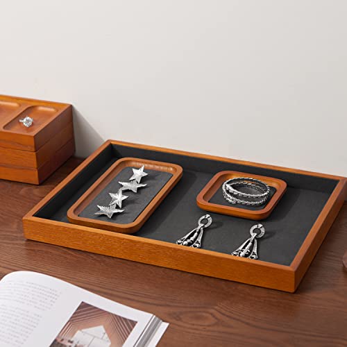 Oirlv Wood Flat Jewelry Tray Stackable Jewelry Drawer Organizer Showcase Jewelry Holder thumb #4