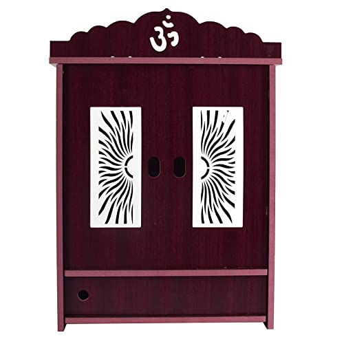 CrazyInk Wooden Readymade Wall Hanging Puja Temple for Home God Stand for Pooja Room Mandir Wood Devghar Stand for Office and Shop Crazyink-453 2