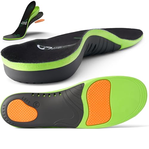 Plantar People Plantar Fasciitis Insoles Orthotic Insoles Full Length with High Arch Support Inserts for Men & Women Silicone Heel Pads, Metatarsal and Heel Cushion Boot Shoe Insoles Men (M)