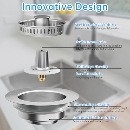 Colador desagüe de fregadero de cocina 3 en 1 acero inox miniatura 6