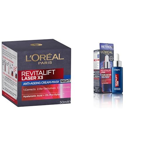 L'Oréal Paris Revitalift Laser X3 Night Cream 50ml & Revitalift Laser Pure Retinol Night Serum 30 ml