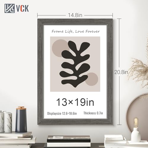 Image of VCK 13x19 Frames 3 Pack, Gray Grey Poster Frame MDF Wood with Polished Plexiglass, Wall Mounting Horizontal & Vertical Display