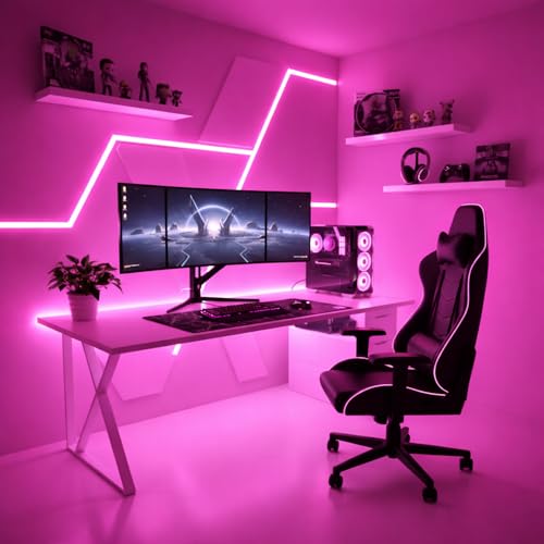 Image of Pink Neon LED Strip Light 5 Meter with Adapter | Flexible IP65 Waterproof Silicone Rope Light for Indoor and Outdoor Bedroom, Ceiling, Gaming Room, Party Decoration