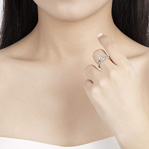 Dyunq Engagement Rings For Women Cubic Zirconia Ring 2 Carat 925 Sterling Silver Rings Solitaire Cz White Gold Ring Simple Bridal Wedding Annivesary Promise Ring Pear Shaped Teardrop #TOP5